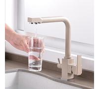 3-Way Oatmeal Kitchen Faucet - 3-in-1 Mixer Tap with Filtered Water Outlet, Swivel Spout, Pure Drinking Water for Kitchen Sinks, Stylish Design