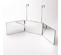 3 Way Over Door Mirror - Bathroom Or Bedroom Trifold Vanity Mirror With Telescopic Hanging Hooks - H19.5 X W93 X D1.5Cm