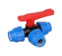 3-Way PE Ball Valve For Controlling Water Flow Direction In PE Pipe Installations Without Welding Required For 20/25/32/40/50mm Diameter Garden Irrigation System Industrial Water Supply(20mm)