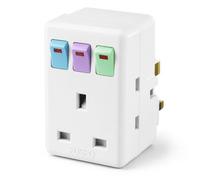 3 Way Plug Adapter UK, Multi Plug Adaptor with Individual Switches