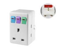 3 Way Plug Adapter UK, Plug Adapter with Individual Switches, Multi Plug Adaptor Surge Protected, Plug Extension Socket for Home, Office, Kitchen,School