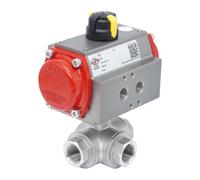 3-Way Pneumatic Ball Valve G3/4'' L-bore Stainless Steel Spring Closing
