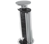 3 Way Pop Up Power Extension Tower With 2 Usb Ports - Stylish Steel Socket