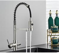 3-Way Pull Down Kitchen Faucet, Black Brass Water Mixer Tap, 360° Flexible Purification for Drinking Water, Brushed Nickel Finish, & Stylish Design