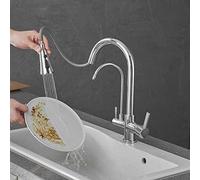 3-Way Pull-Out Kitchen Faucet, 360° Swivel, Single Lever, High Arc, Water Filter Tap, Stylish Black & Chrome Design, Modern Kitchen Essential