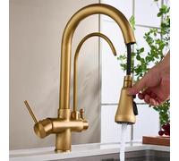 3 Way Pull Out Kitchen Tap Brass Antique 3 Way Tap Rotating Hot and Cold Water Pure Water-Imitation of Antiques