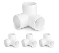 3 Way PVC Pipe Fittings 1-1/2 Inch, Zernmiarder White PVC Elbow Corner Side Outlet Tee Fitting, SCH40 Furniture Grade Pipe Connectors - Fits 1-1/2" Polyvinyl Chloride Pipes, 4 Pieces