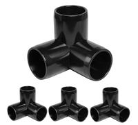 3 Way PVC Pipe Fittings 1 Inch, Zernmiarder Black PVC Elbow Corner Side Outlet Tee Fitting, SCH40 Furniture Grade Pipe Connectors - Fits 1" Polyvinyl Chloride Pipes, 12 Pieces