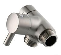 3-Way Shower Diverter Connector with G1/2 Threaded Inlet and Two G1/2 Threaded Outlets for Handheld and Fixed Shower Use (Brushed)
