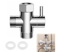 3 Way Shower Diverter Valve G1/2" Zinc Alloy Shower Head Diverter Valve Chrome Kitchen Tap Diverter Bathroom Shower Head Splitter 3 Way Diverter Valve Replacement with Rubber Washers