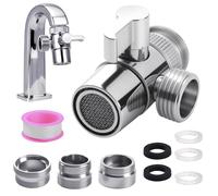 3 Way Shower Diverter Valve Sink Faucet Splitter,Solid Brass Shower Tap Attachment for Bath,Universal Tap Adapter for Kitchen Sink,M22 -M24/ G1/2 Outer M22- Inner G1/2, Outer M22- Outer G1/2