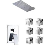 3-Way Shower Faucet Set Ultrathin Rain Waterfall Shower Head 6pc SPA Massage Jets Single Handle Mixer Tap Bath Shower,Full Set,Full Set LWX