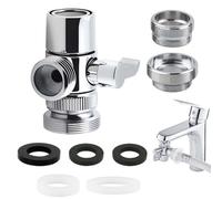 3 Way Shower Head Diverter Valve, Tap to Shower Attachment for Bath Taps Brass Splitter Faucet Chrome M22 X M24/M28 Adapter Mixer Bath Tap Hose Shower Arm Diverter for Bathroom Kitchen Sink