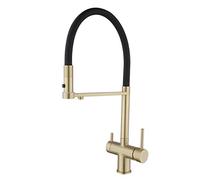 3 Way Spin Cold Water and Hot Water Filter Water Brass Drinking Water Tap Kitchen Grey, FITLIN, Brushed Gold,