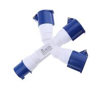 3 Way Splitter 220V 32A 3Pin Blue Industrial Plug Sockets Adaptor IP44 2P+E