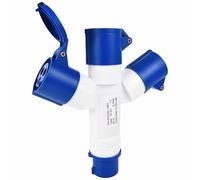 3-Way Splitter SUPERTOOL 16A 220v IP44 3 Way 3 pin Industrial Site Plug & Wall Socket Waterproof IP44 Plug Connector Socket 2P+Earth Male/Female