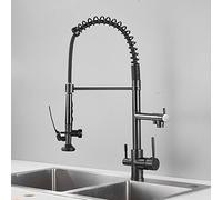 3-Way Spray Kitchen Faucet, High Arc Pull Down Mixer, Swivel Spout, Spiral Design, Water Filter Cleaner, Stylish Black Finish, Ideal for Modern Kitchens
