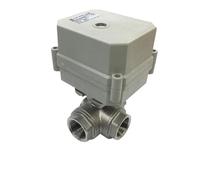 3 Way Stainless Steel 1'' L Type T Type Water Electric Motorized Ball Valve AC110V AC220V 3/4/7 Wires 10Nm On/Off 15sec(L Port,AC110V-230V_CR704)