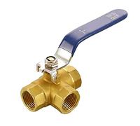 3-Way T-Port Ball Valve, 1/2" 3/4" 1" Female Thread Three Way Brass Valve Switch Connector for Water Oil Air Gas, 1pcs(DN25)