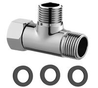 3 Way T Shape Adapter G1/2" Shower Diverter Valve with 3 Sealing Washers Brass T-Valve Device Hole for Faucet Shower Splitter Toilet Tank Handheld Bidet Sprayer Anti-Rust Universal Shower Component