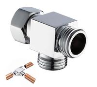 3 Way T Shape Adapter,Shower T Adapter 3 Way Diverter Hose Fitting Tee G1/2" Diverter Valve Brass T Water 3 Device Hole for Shower Arm Mounted