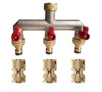 3 Way Tap Splitter Brass 3/4" BSP with Quick Connect and Hose Fittings - Triple Garden Hose Connector | Outdoor Tap Adapter for Irrigation, Sprinklers & Lawn Watering