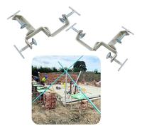 3 Way Timber Profile Clamps 2 Pack - Adjustable Zinc Plated Bricklaying Clamp for Setting Out Brick Lines, Fits 76x76mm to 38x38mm Timber Profiles, Masonry Builder Tool