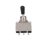 3 Way Toggle Switch for Electric Guitar, Enclosed Metal Replacement Part, Black Tip, LP Style - Durable Construction, Easy Installation, Silent Operation