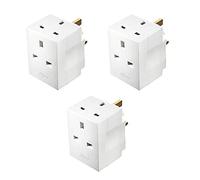 3 Way Triple Plug Adaptor - Multi Plugs Extension Sockets Adapter - 3 Pack