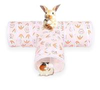 3 Way Washable Hideout Toys, Small Pet Tunnels and Tubes for Baby Rabbit Ferret Hamster Chinchilla Hedgehog Hiding and Resting (White)