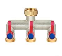 3-Way Water Distributor, 3/4 Inch Brass Garden Hose Splitter with Ball Valves for Flow Control, Rust-Resistant & Leak-Free, Simultaneous Triple Outlet for Outdoor Irrigation(EU)