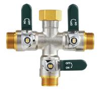 3-Way Water Distributor, 3-Way Water Distributor, Water Flow Divided in Three Directions: Parallel Left and Right and Down 3/4 Inch Garden Distributor Green Handle