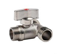 3-Way Water Diverter Connector For Kitchen And Bathroom, Brass T-Valve Adapter With Shut-Off Valves, Silver 6.4x5.3x4.5cm(Right)