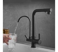 3-Way Water Filter Faucet, Chrome, Pull-Sink Mixer Tap, Dual-Mode, Easy Installation, Design for Clean Drinking Water, Upgrade Your Kitchen (Black)