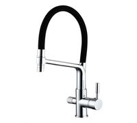 3-Way Water Filter Kitchen Faucet, Pull Down High Arc Brass Mixer Tap, 360° Swivel, Dual Handle, Flexible Stream for Drinking Water, Commercial Grade Sink Faucet
