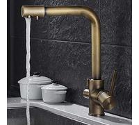 3-Way Water Filter Kitchen Faucet with 2 Lever Mixer - Brass Construction for Osmoseanlagen