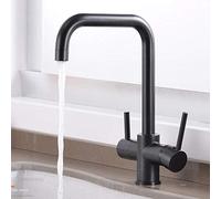 3 Way Water Filter Tap Kitchen Taps 3 in 1 Kitchen Sink Mixer Tap Brass Drinking Water Kitchen Faucet Hot and Cold 360° Rotation Purified Water Filtered Kitchen Faucet Black-Black B(Black a)