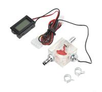 3-Way Water Flow Meter with LED Thermometer for PC Water Cooling - Digital Flow Sensor 10 mm Hose (Red Numbers)