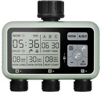 3 Way Watering Timer, Programmable Garden Water Timer with Rain Delay, Garden Watering Timer, Automatic and Manual Watering Modes for Garden, Lawn, Patio, Farm