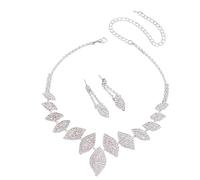 3 Wedding Season Women's Leaf Necklace with Earrings Set for Banquet and Party Accessories