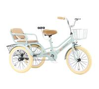 3 Wheel Bicycle with Child Seat, Double Kids Pedal Tricycle for Ages 3-11, Max Load 200kg, Heavy Duty for Exercise and Cycling, Easy to Install