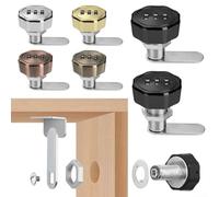3 Wheel Combination Dial Password Lock Zinc Alloy Construction for Cupboards Drawers with Resettable Code Perfect for Caravans Motor Homes Boats and Cabinets (Gold)