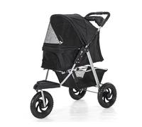 3-Wheel Dog Stroller, One-Click Folding Pet Pushchair, Large Wheels | Durable 3-Wheel Pet Stroller, Easy One-Hand Fold, Large Wheels for Smooth Rides, Perfect for Outdoor Walks with Dogs and Cats