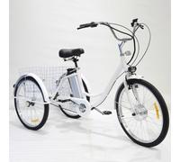 3 Wheel Electric Bike for Adults with 150Kg Load Capacity, 36V/12Ah Lithium Battery, Adjustable Height, Includes Shopping Basket