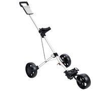 3 Wheel Foldable Golf Push Cart Lightweight Aluminum Collapsible Golf Trolley Push Pull Golf Cart Golf Bag Cart with Foot Brake,Tee Holder, Scoreboard Storage, Golf Scorer and Ball Mount (White)