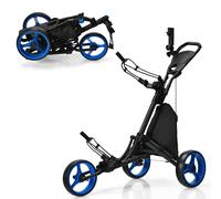 3 Wheel Golf Push Cart Quick Folding Golf Walking Golf Bag Holder w/Storage Bag