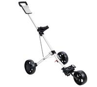 3-Wheel Golf Trolley, Foldable Aluminium Golf Push Cart with Brake, 9 lb | Smooth-Rolling Ball-Bearing Wheels, Scorecard Holder, Tee, Compact Manual Golf Bag Trolley