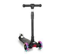 3 Wheel Kids Scooter, Lean to Steer Toddler Scooter with Adjustable Handlebar, Flashing Wheels, ABEC-9 Bearings, Aluminium & Plastic, for Boys and Girls Ages 3-10, Black