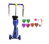 3 Wheel Kids Scooter with Saddle, Light and Music, 5cm Wide Tire Adjustable Height Toddler Scooter for Ages 2-9, Foldable Ride - On Scooter with Stable PU Wheels