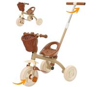 3 Wheel Kids Tricycles Age 1 to 5 Years,2-in-1 Ride On Toddler Trike with Parent Handle,Baby Balance Bike Toy With Adjustable Seat & Removable Pedal,Develops Motor Skills,Gift For Girls Boys,Green